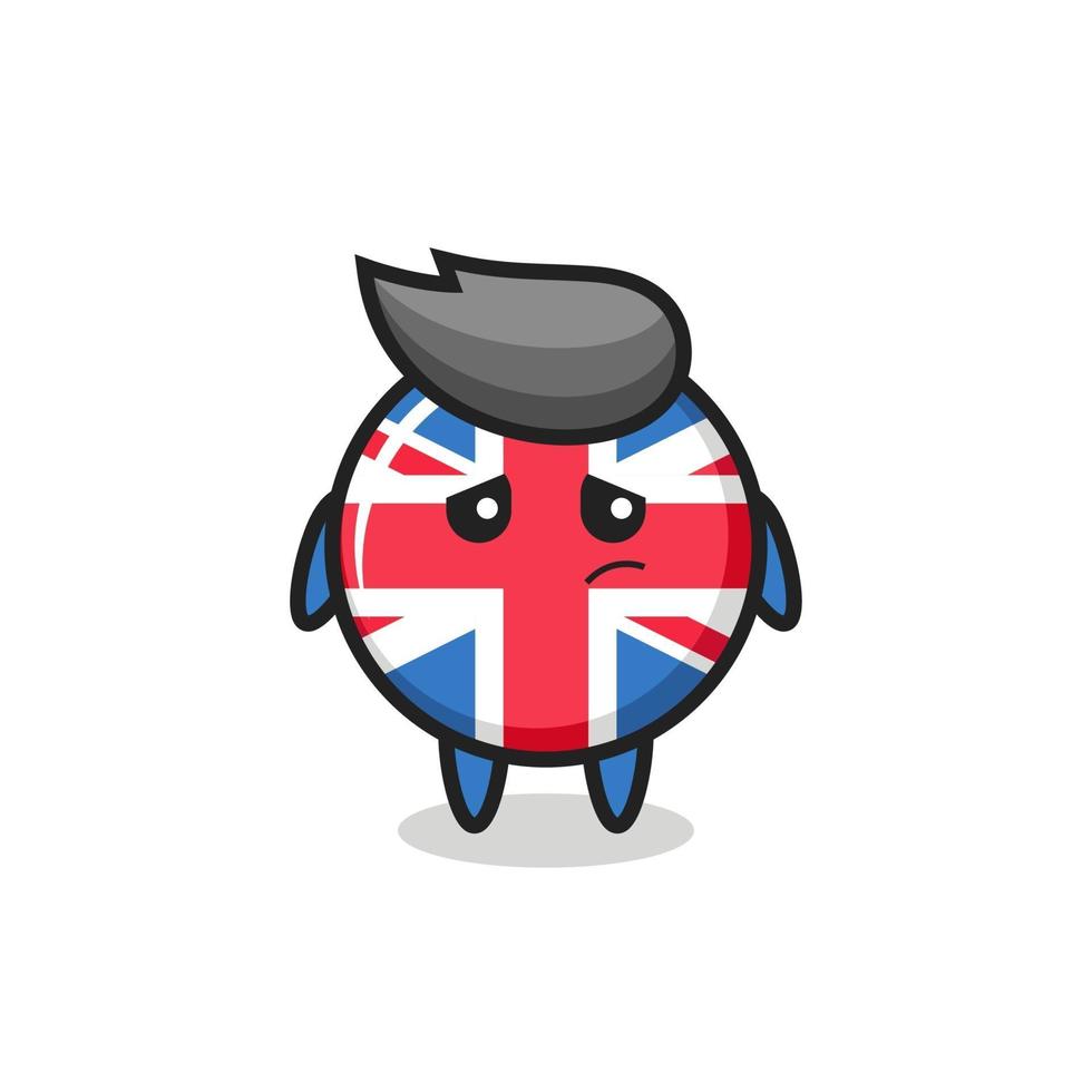 the lazy gesture of united kingdom flag badge cartoon character vector