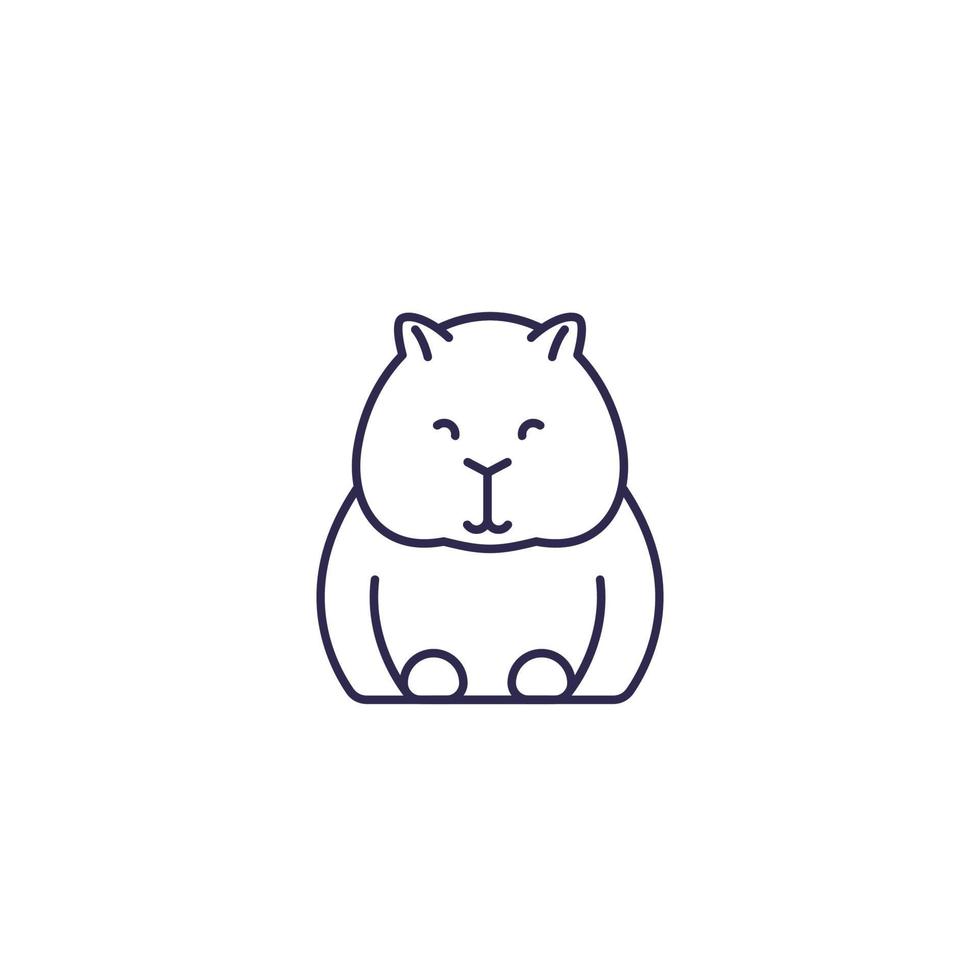 Wombat on white, line vector