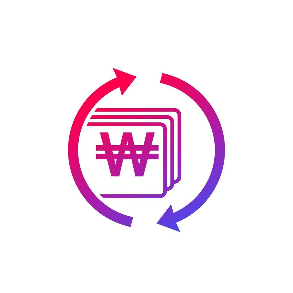 Won exchange icon, korean money vector