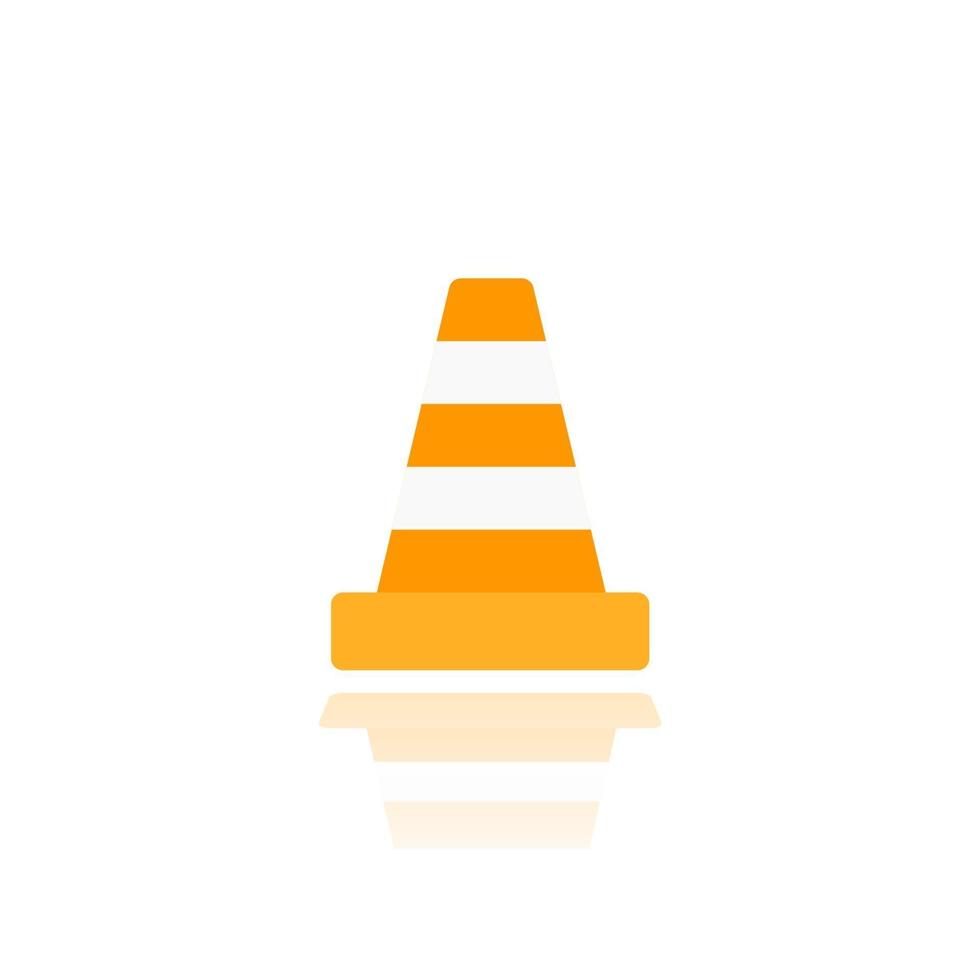 icono de vector de cono de construcción en blanco