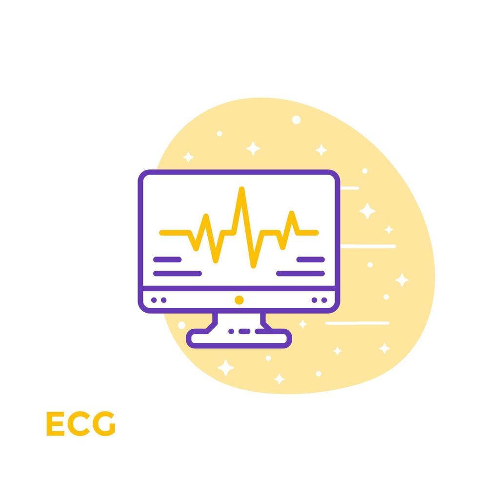 ecg, icono de diagnóstico del corazón vector