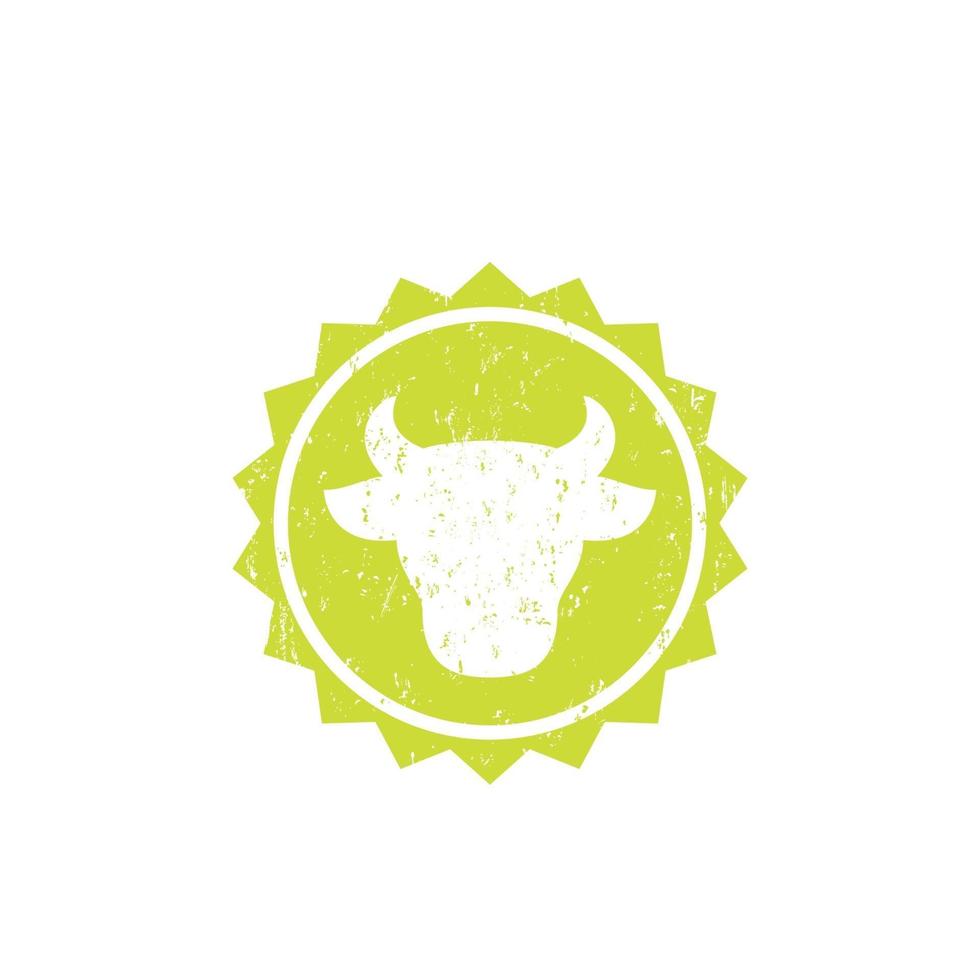 cabeza de vaca, logotipo de la granja de ganado, insignia del vector