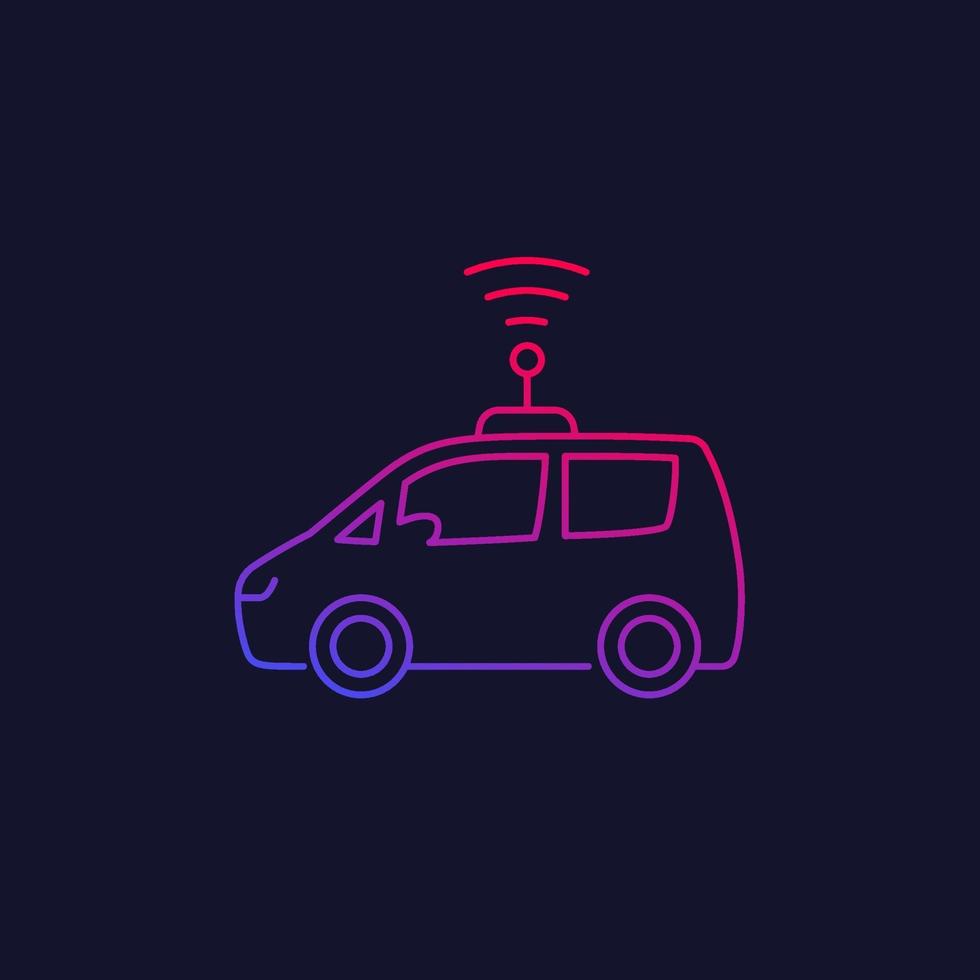 autonomous car, linear vector icon