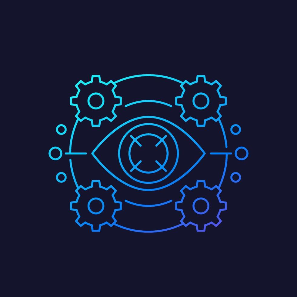 Machine vision icon, linear vector