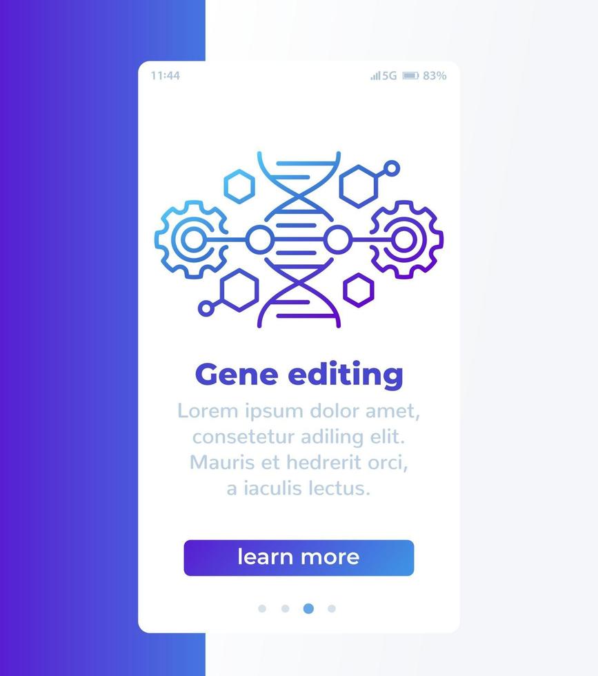 diseño de página de aplicación móvil de edición genética vector