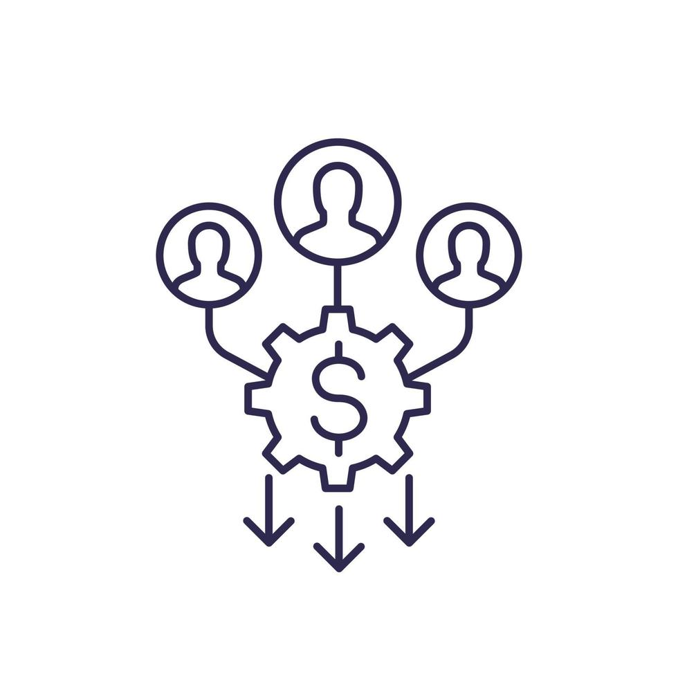 reduce labor cost, line icon vector