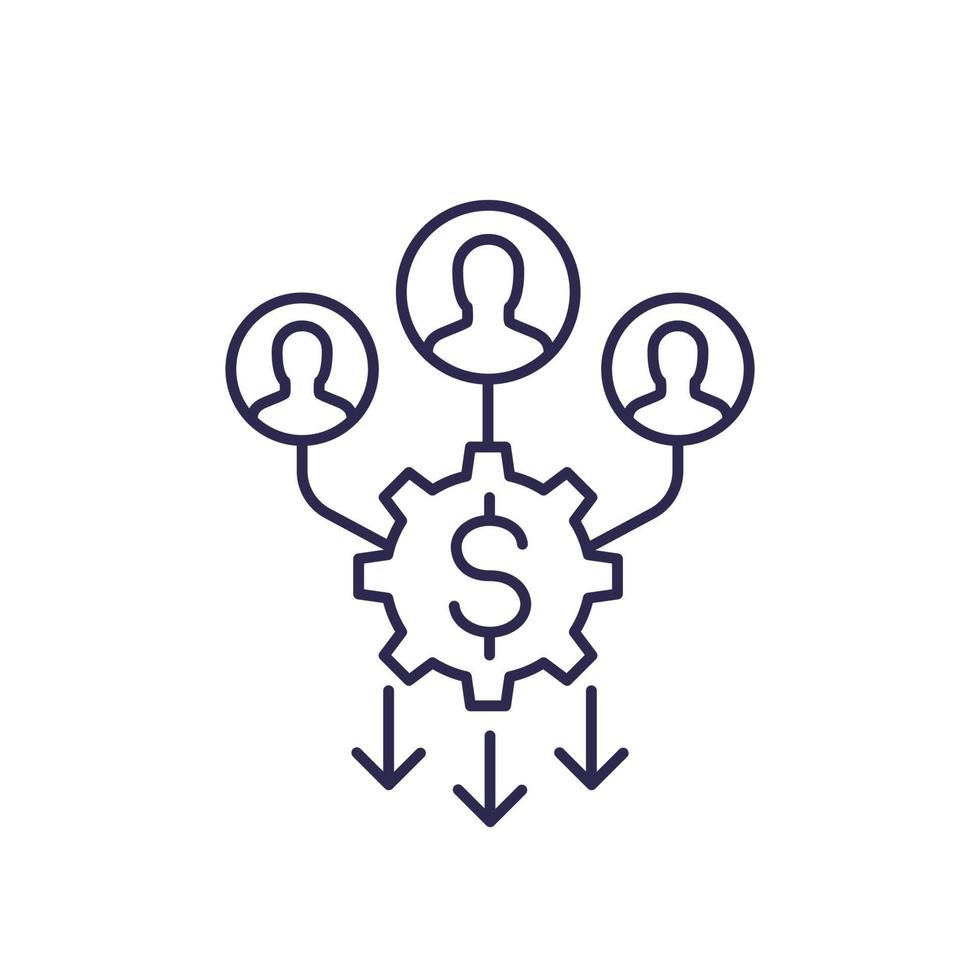 reduce labor cost, line icon vector