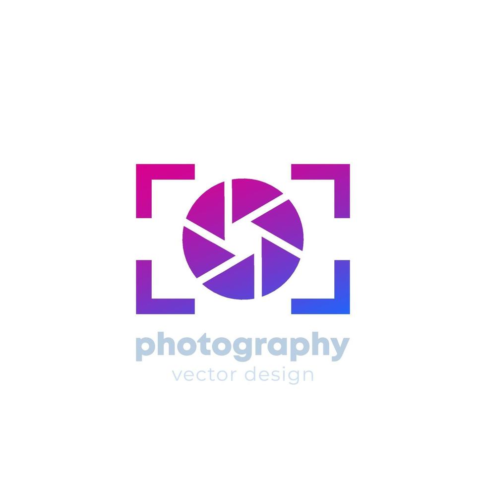 photography logo with camera on white vector