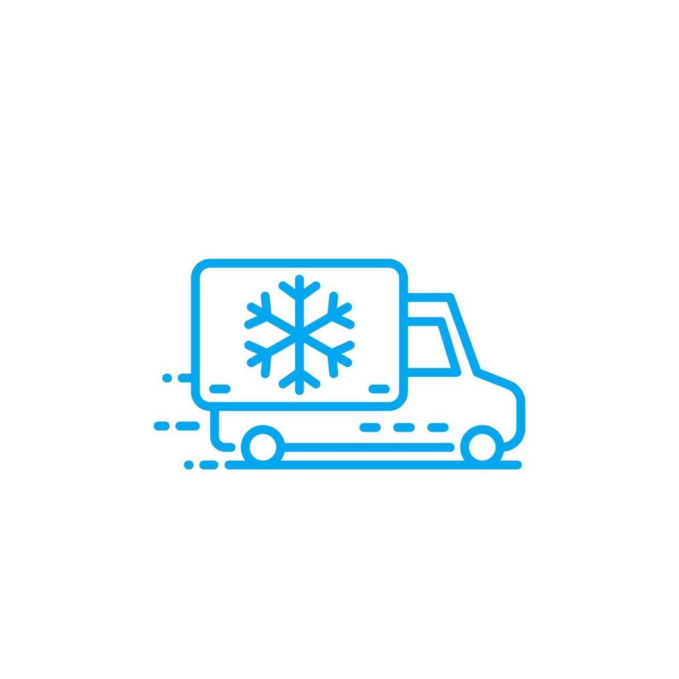 Fridge truck line icon on white vector