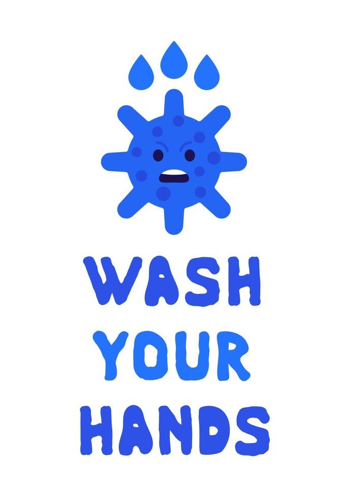 Wash your hands poster with virus, vector