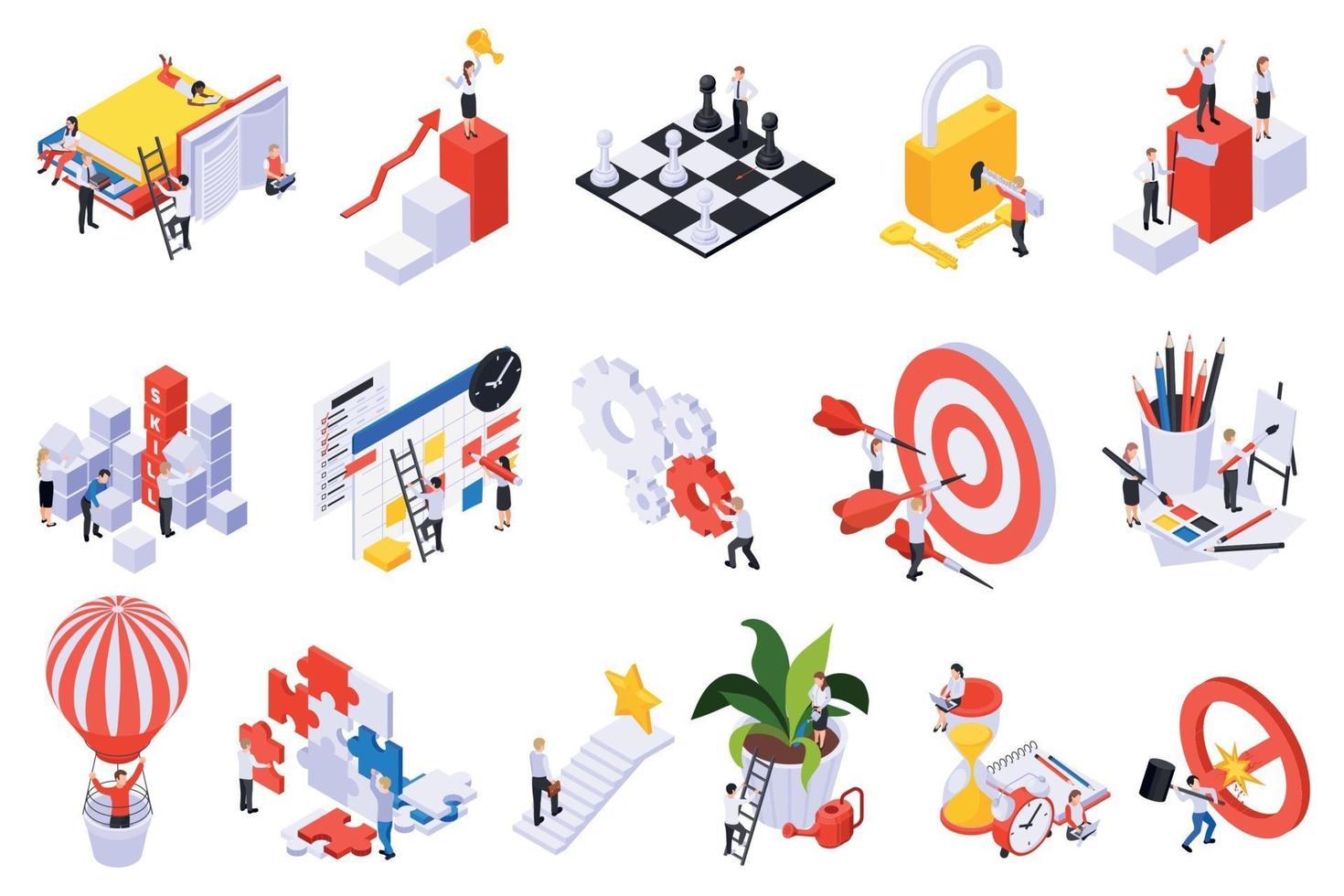 Personal Growth Isometric Set vector