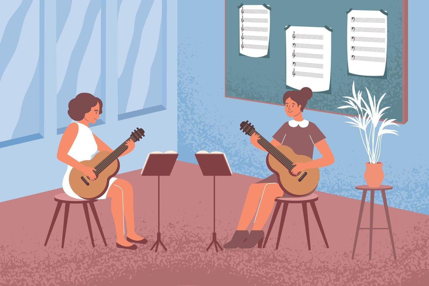 Learning Guitar Flat Composition vector