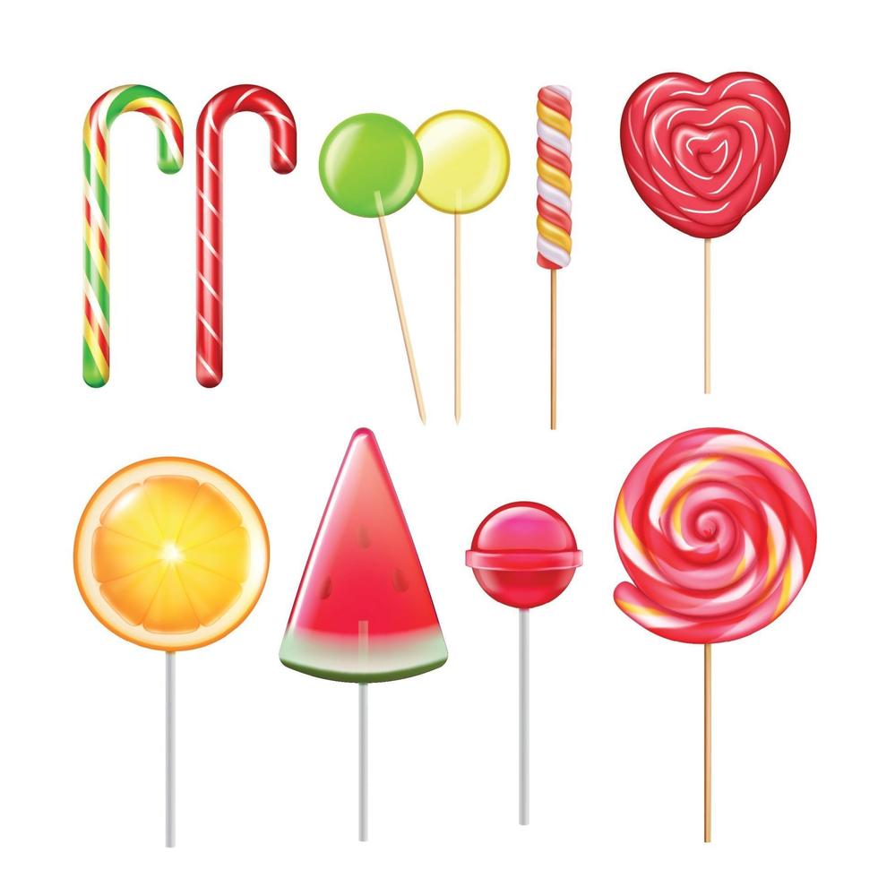 Candies Lollypops Realistic Set vector