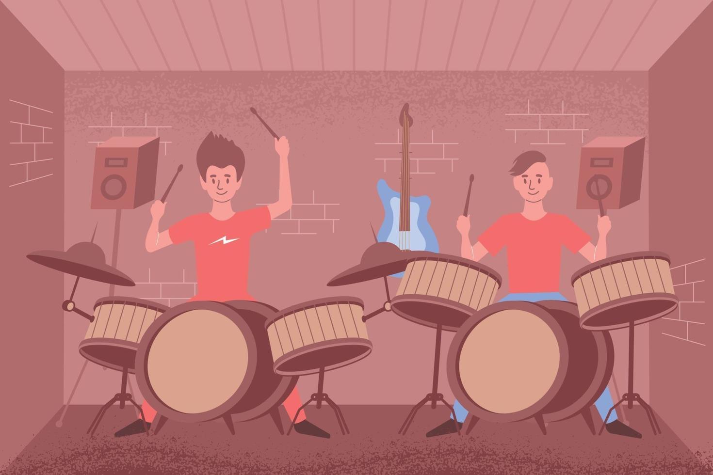 Percussion Class Flat Composition vector