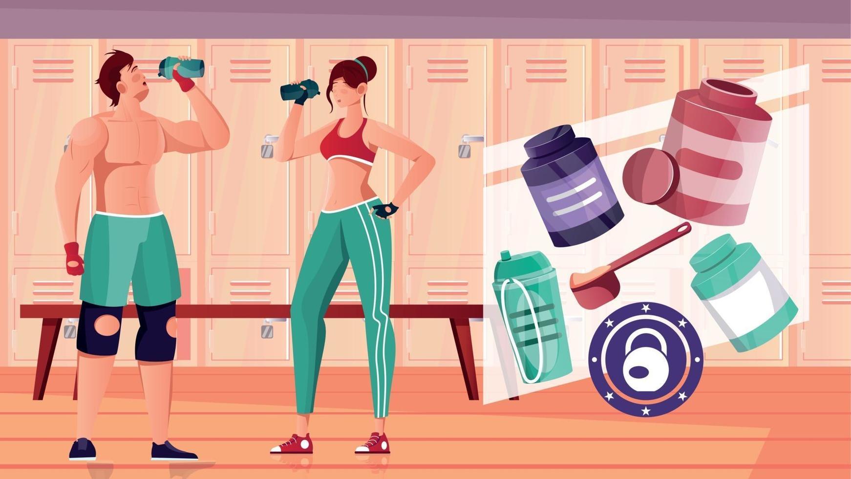 composición de nutrientes de gimnasio de culturismo vector