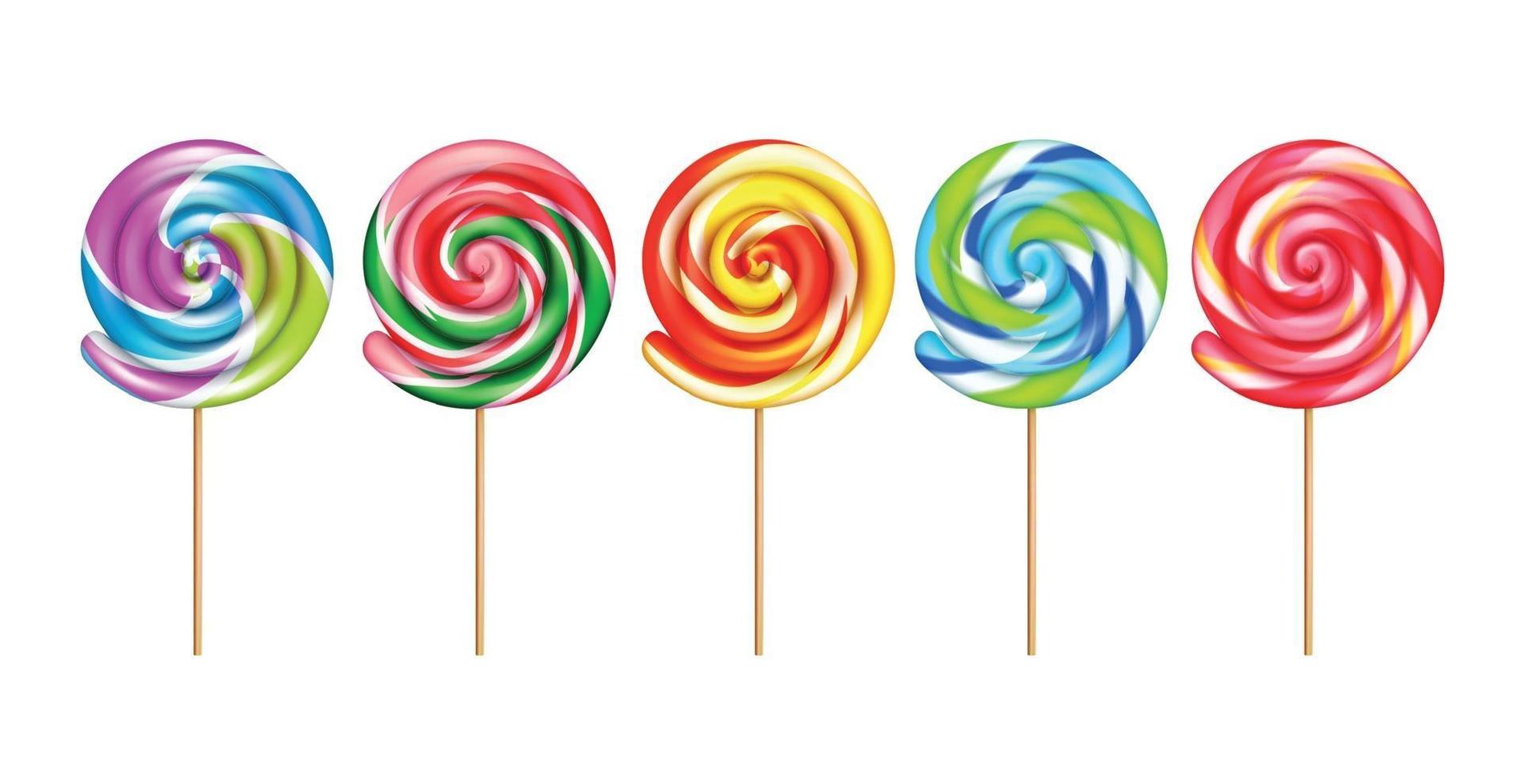 Lollypops Colorful Realistic Set vector