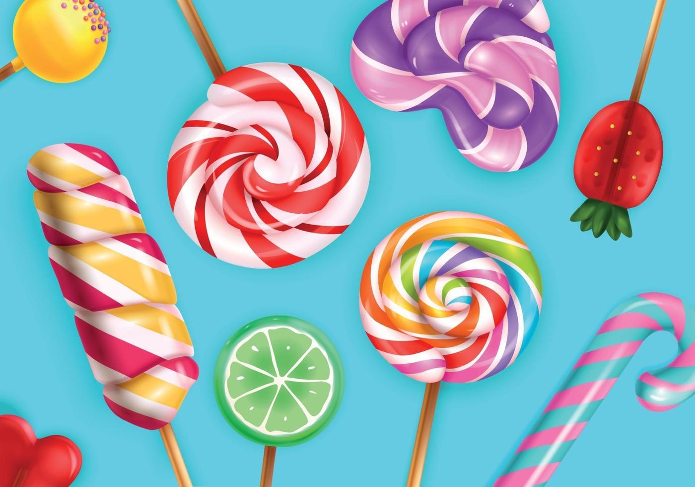 Lollipop Realistic Seamless Pattern vector