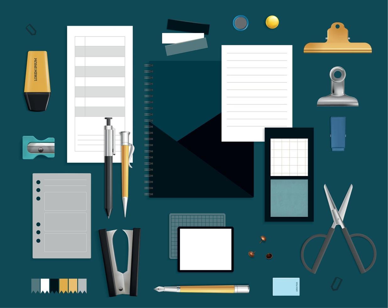 Office Items Realistic Set vector