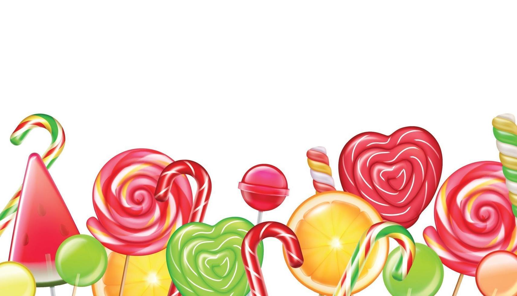 Candies Lollypops Realistic Border vector