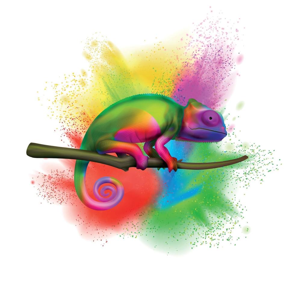 Chameleon Color Explosion Realistic vector