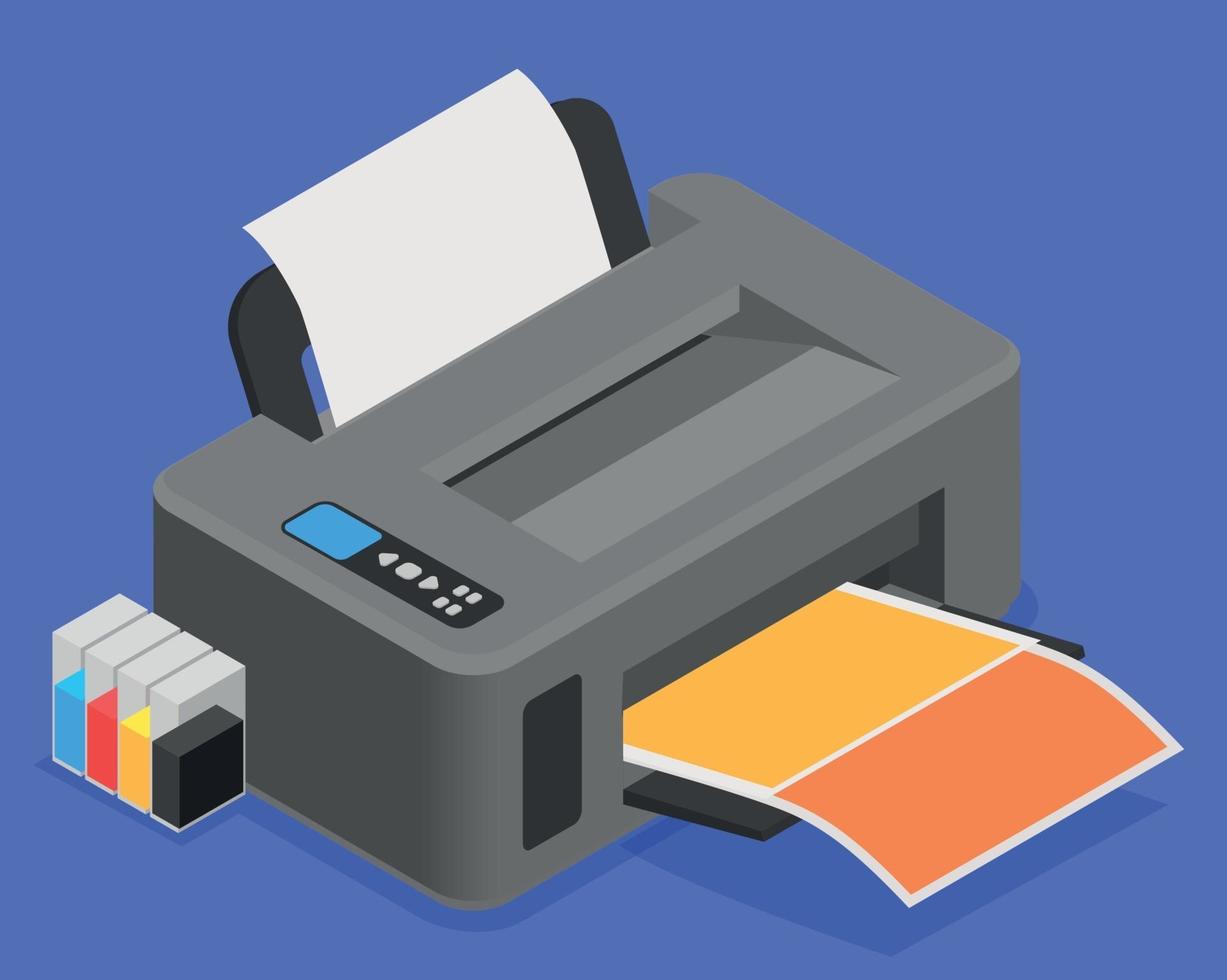 Color Printer Isometric Composition vector