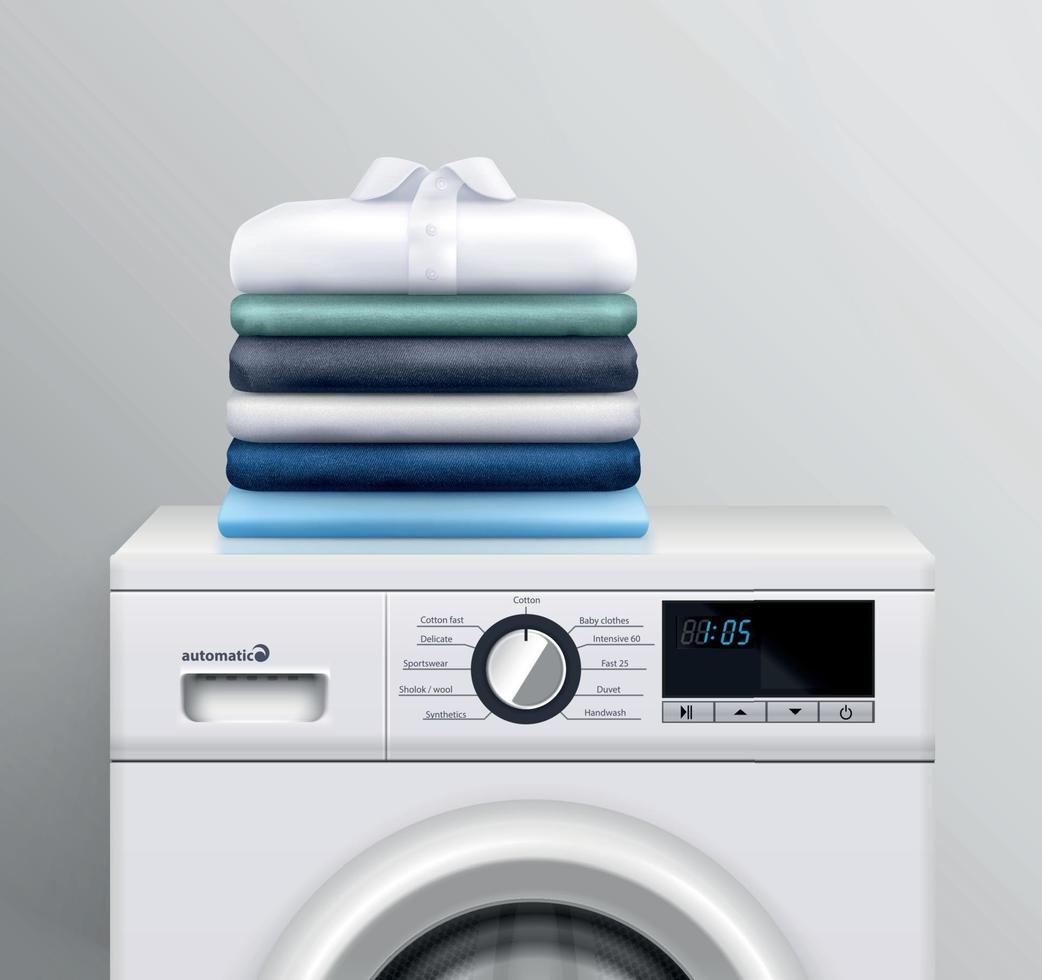 Clothes Stack On Washing Machine vector