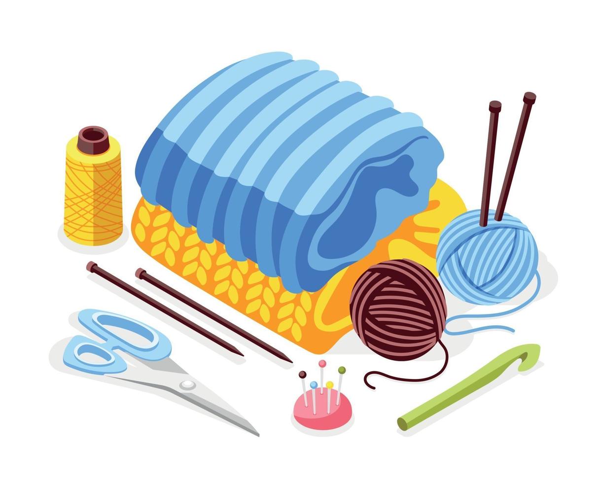 Knitting Isometric Composition vector