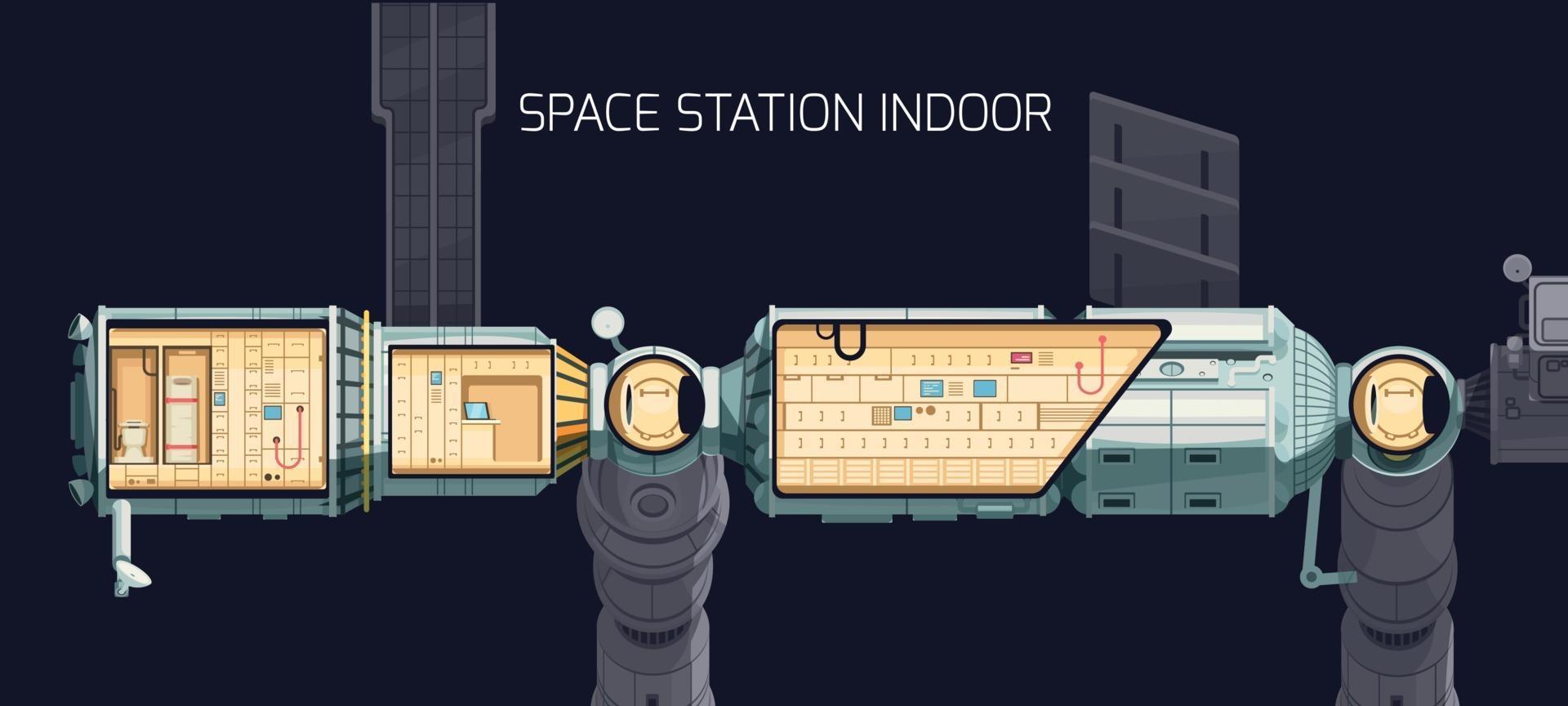 composición interior de la estación espacial internacional orbital vector