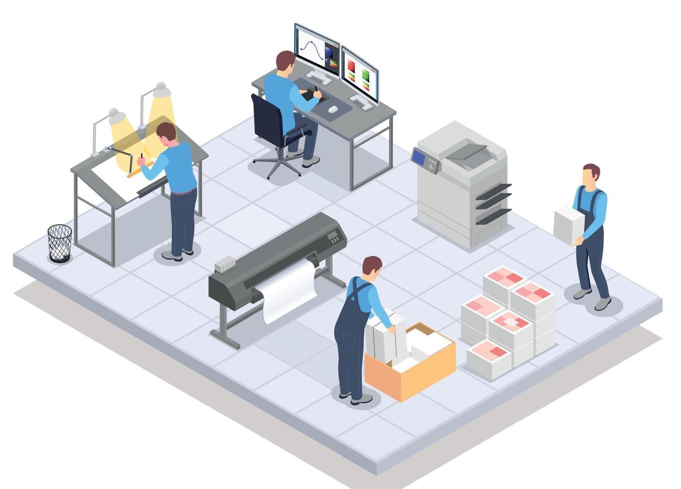Print Service Isometric Composition vector