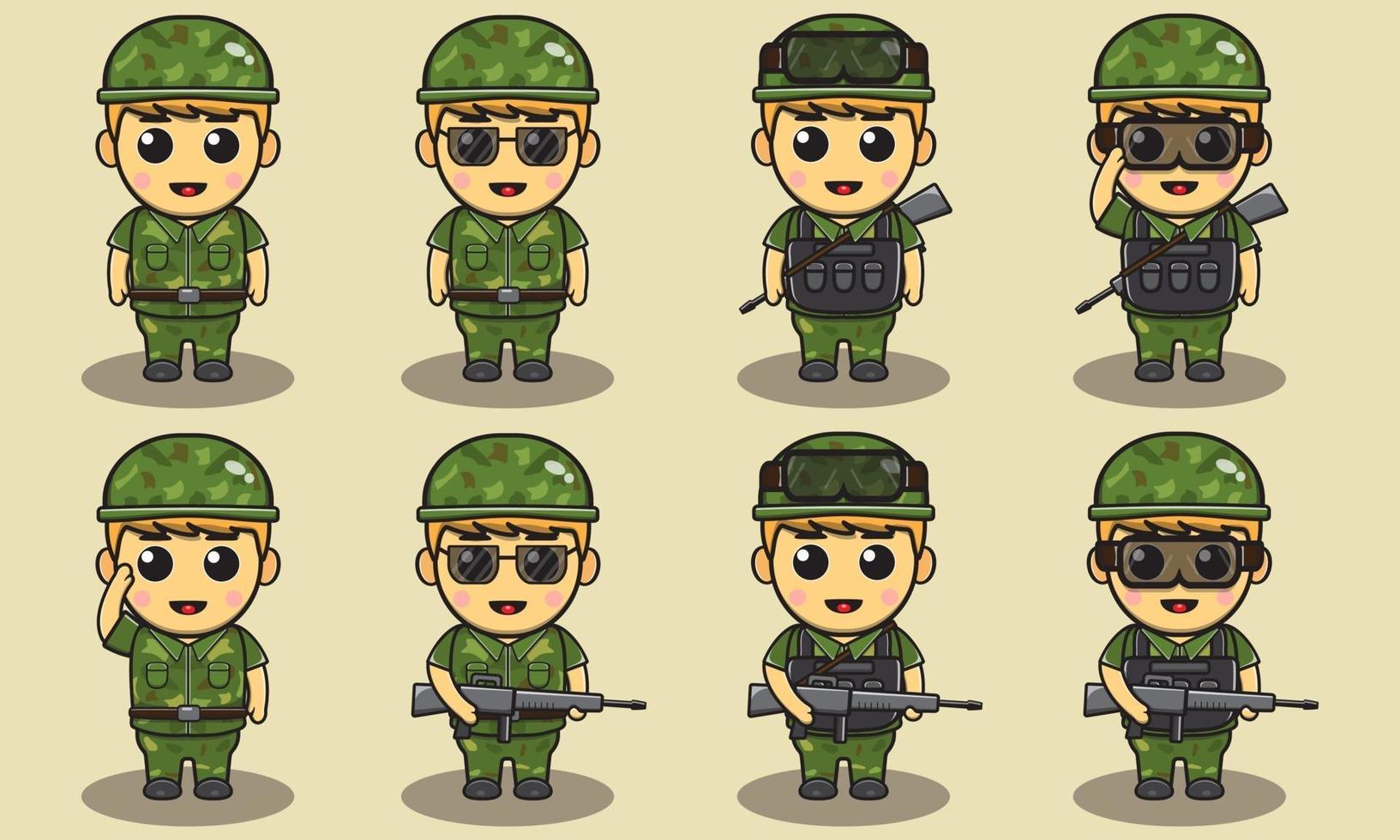 Soldiers Isolated vector illustration.