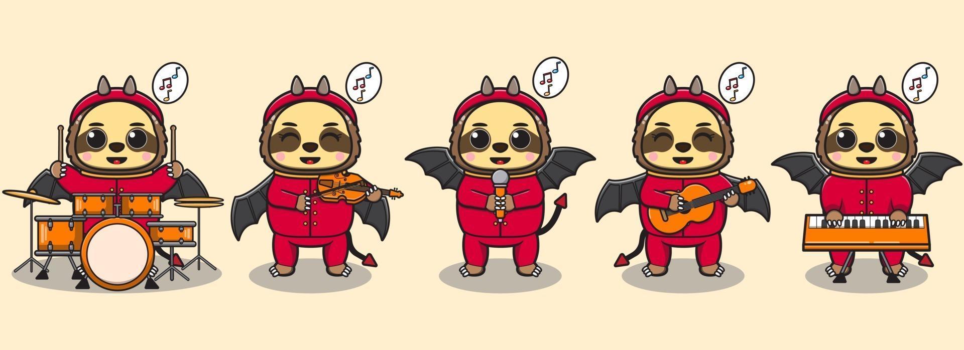 Sloth music Band Devil vector