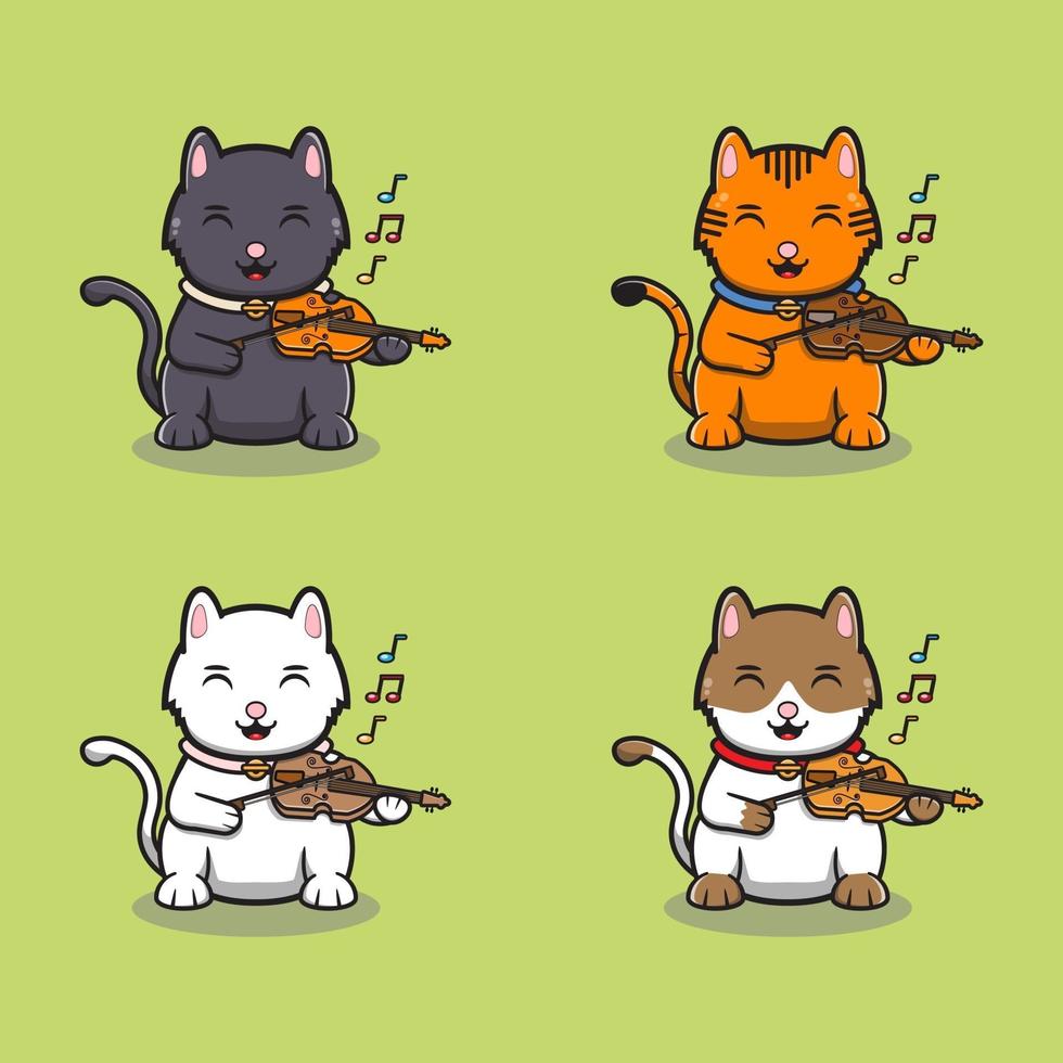 gato de la suerte música violín vector