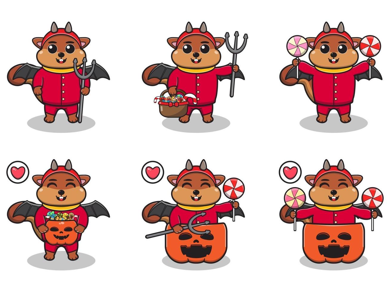 Squirrel cute Halloween set Devil vector