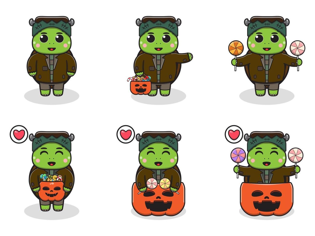 Turtle Cute Halloween Frankenstein vector