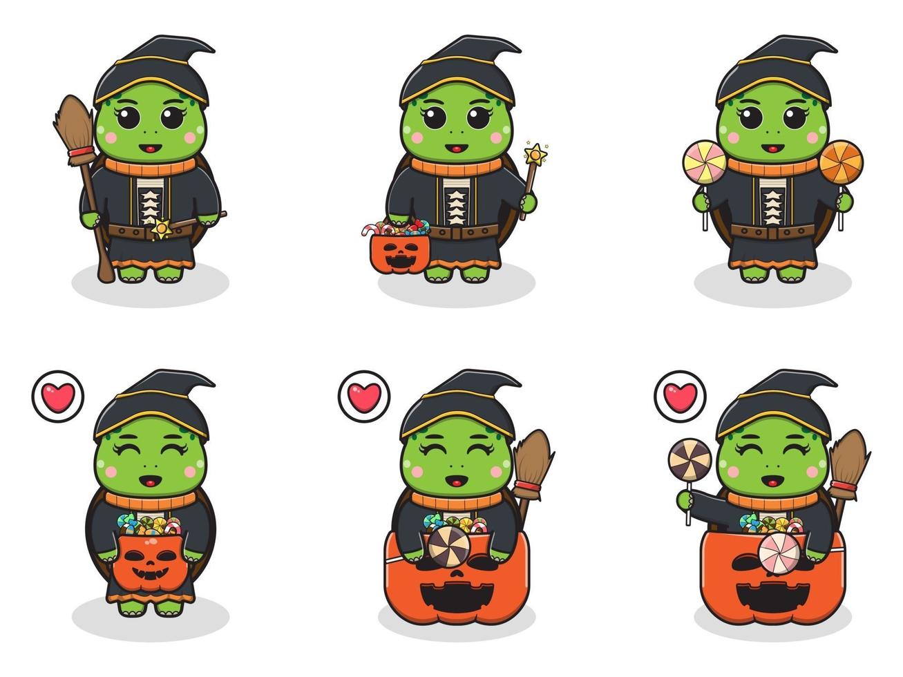 Turtle Cute Halloween Witch vector