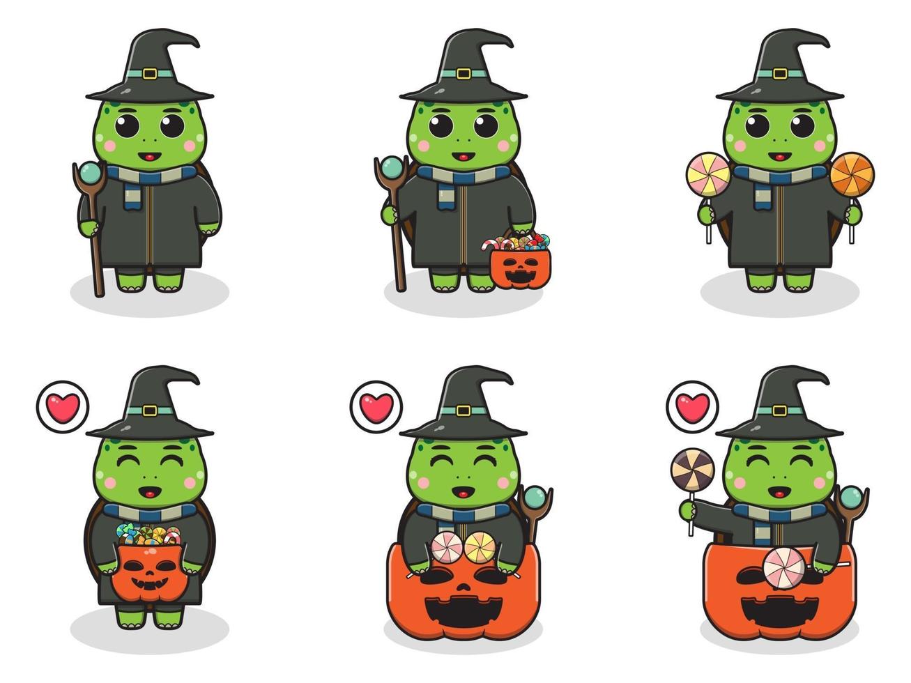 Turtle Cute Halloween Wizard vector