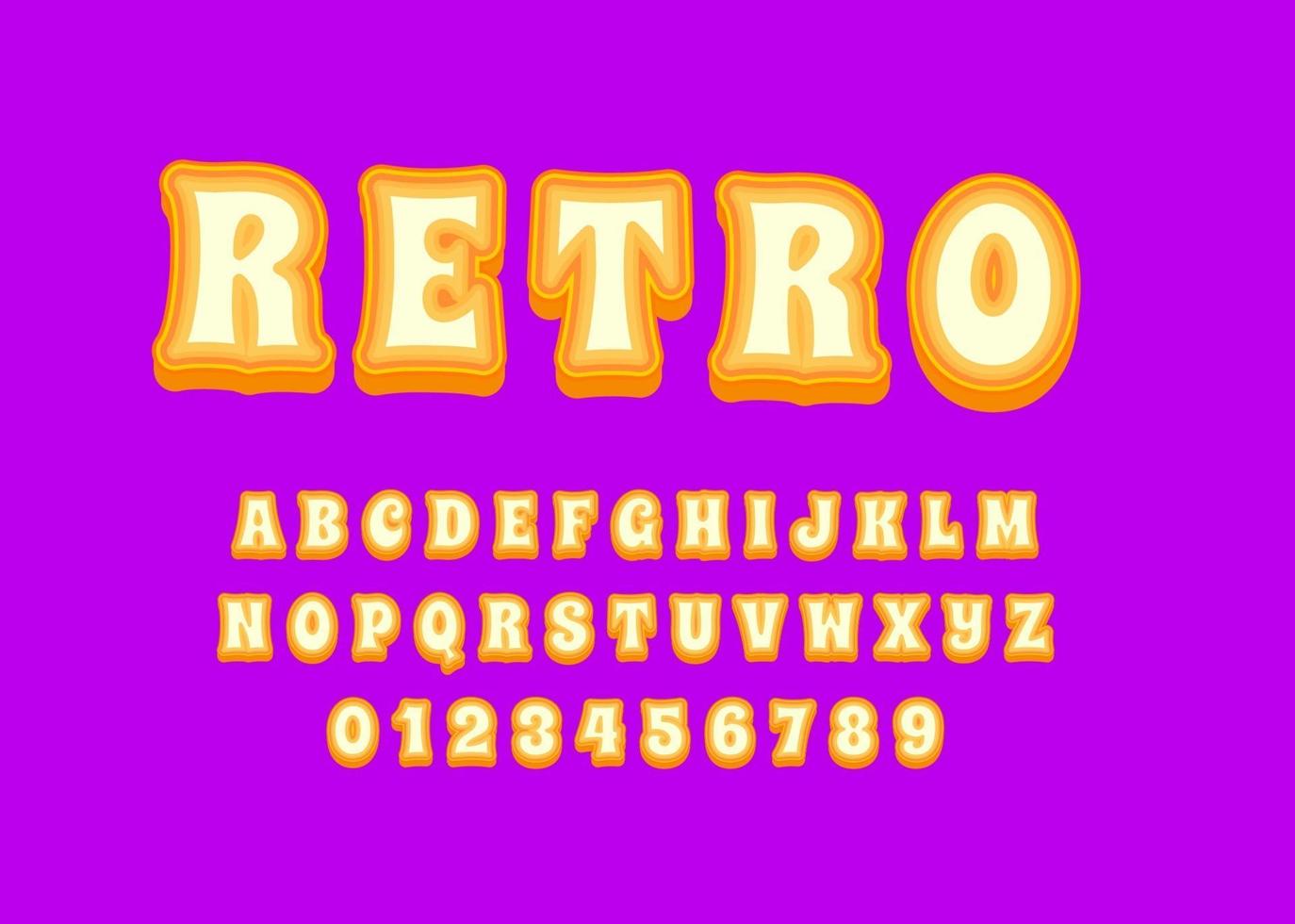 diseño de alfabeto de fuente de estilo retro de los años 70 vector