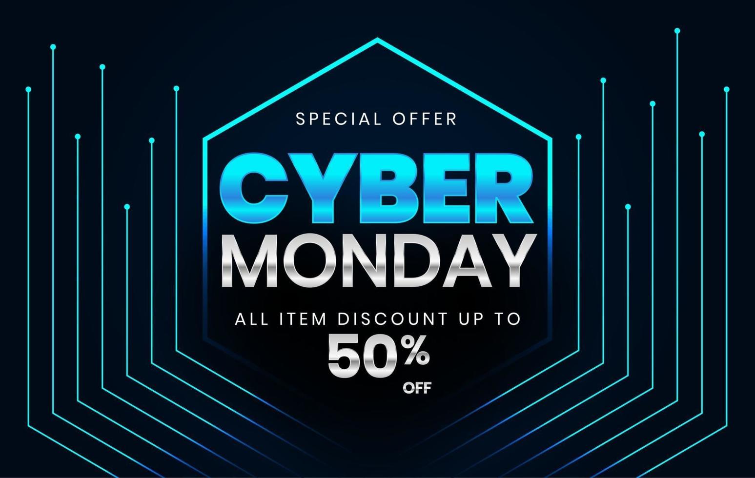 Sale banner template design, Cyber Monday sale up to 50 percent off vector