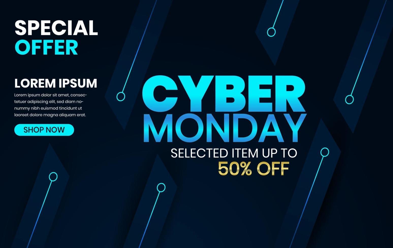 Sale banner template design, Cyber Monday sale up to 50 percent off vector