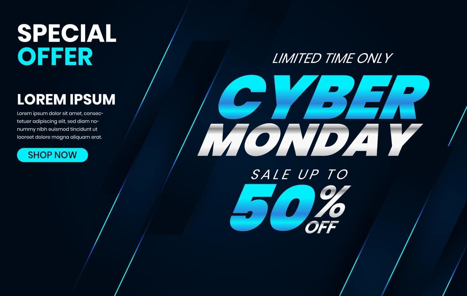 Sale banner template design, Cyber Monday sale up to 50 percent off vector