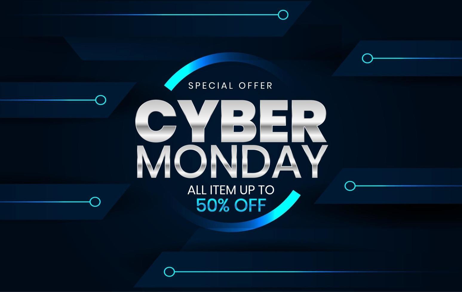 Sale banner template design, Cyber Monday sale up to 50 percent off vector