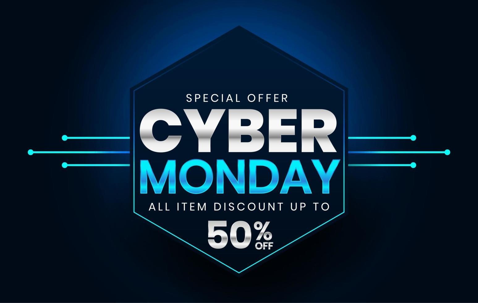 Sale banner template design, Cyber Monday sale up to 50 percent off vector
