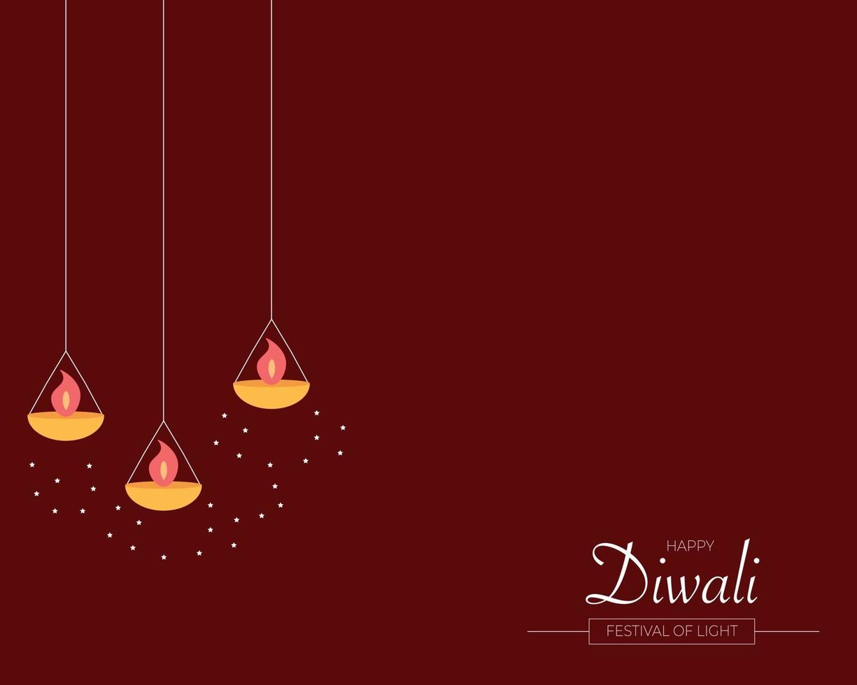 feliz diwali plantilla de saludo simple vector