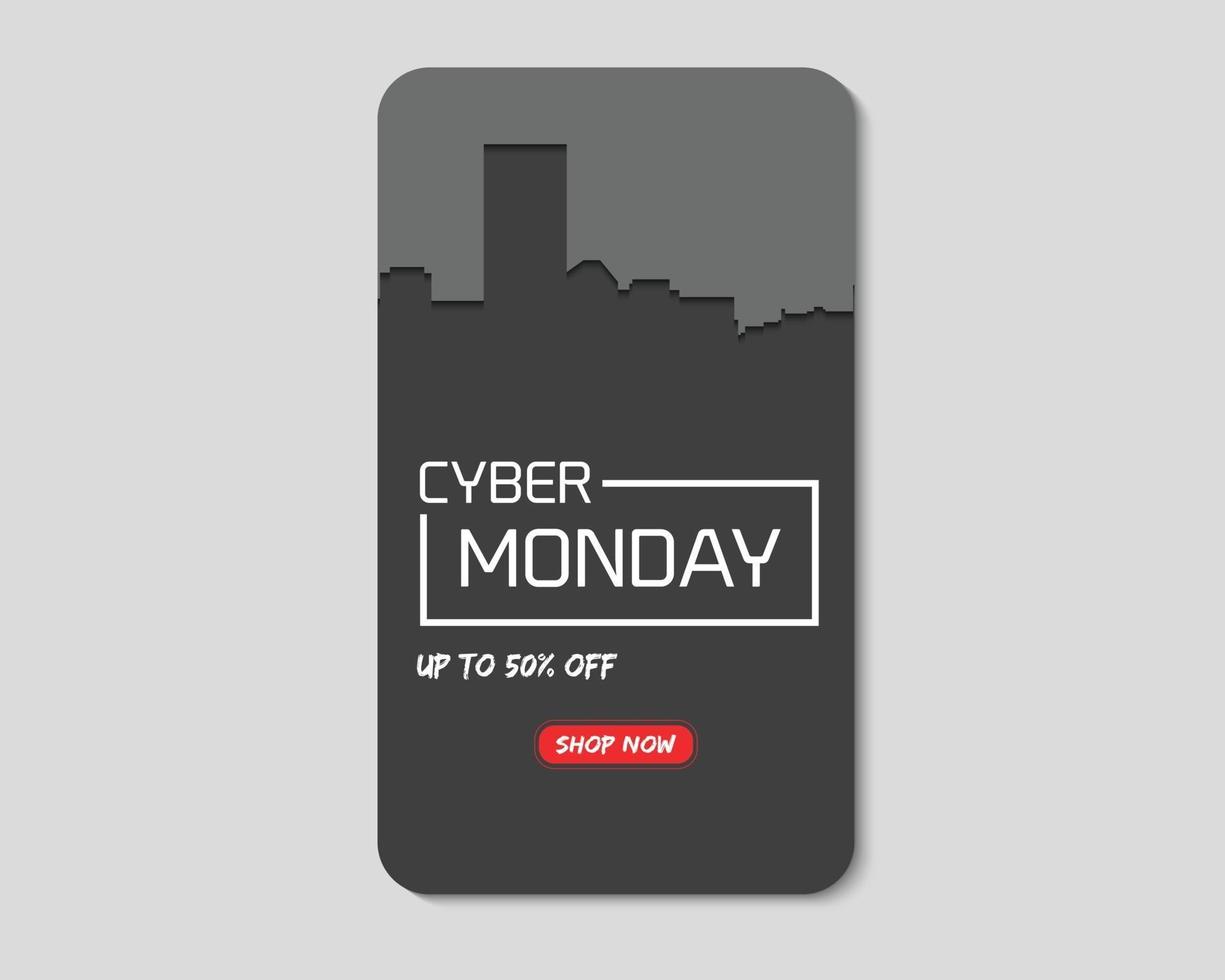 plantilla de teléfono de papel de paisaje de la ciudad de cyber monday vector