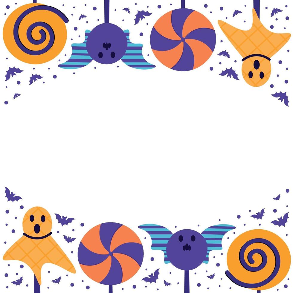 Happy Halloween. Banner, Invitation. Candy, ghost. bat. vector
