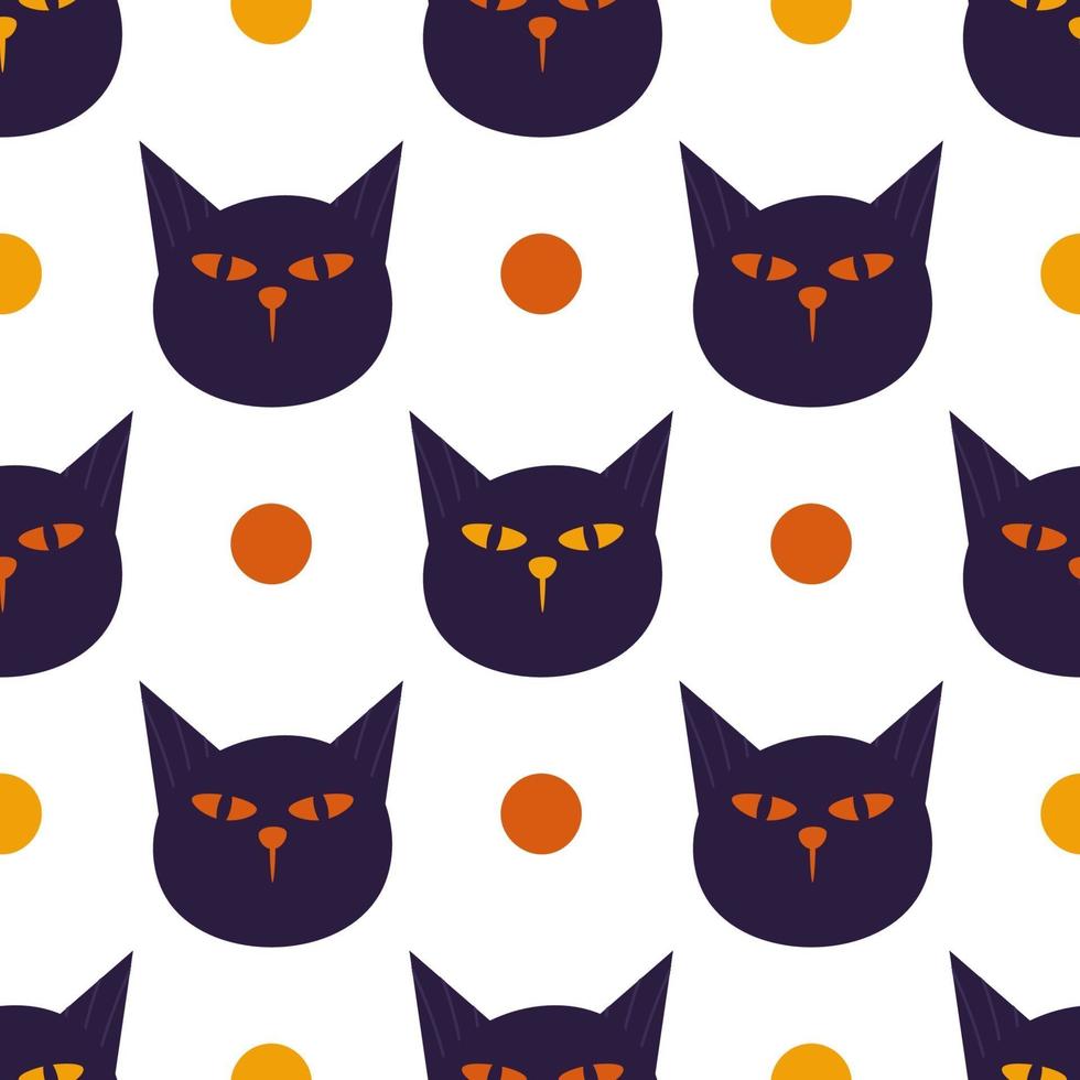 seamless halloween pattern with cats. Funny cats faces.Halloween. vector