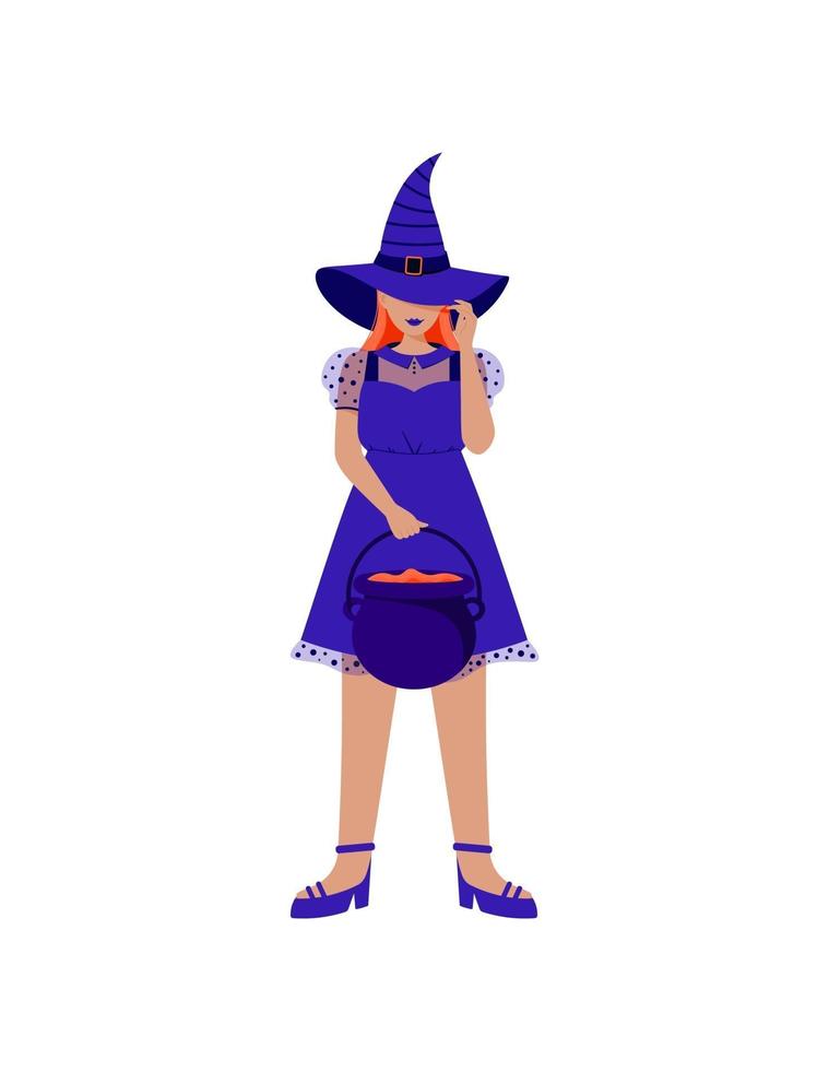 Witch holding poison. Halloween. Witches time.Halloween invitation. vector