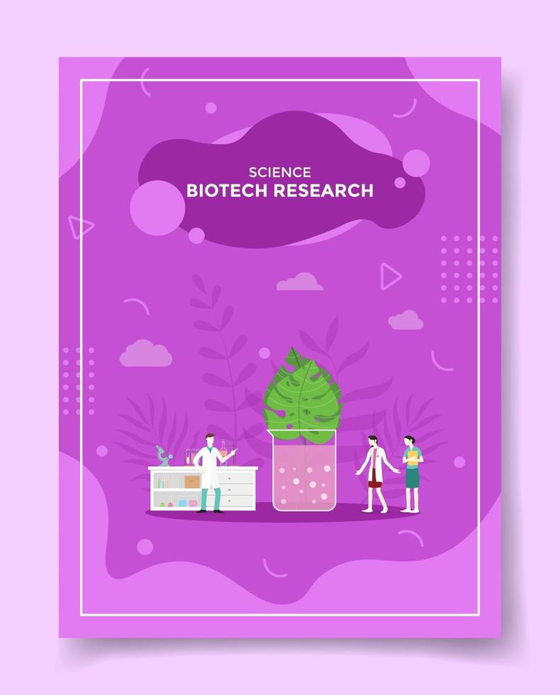 concepto de investigación biotecnológica gente científica alrededor de la hoja de laboratorio vector