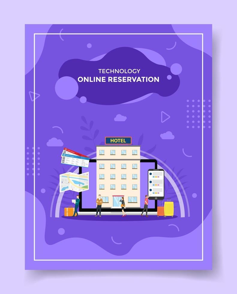 concepto de reserva de hotel en línea para plantilla de banners vector