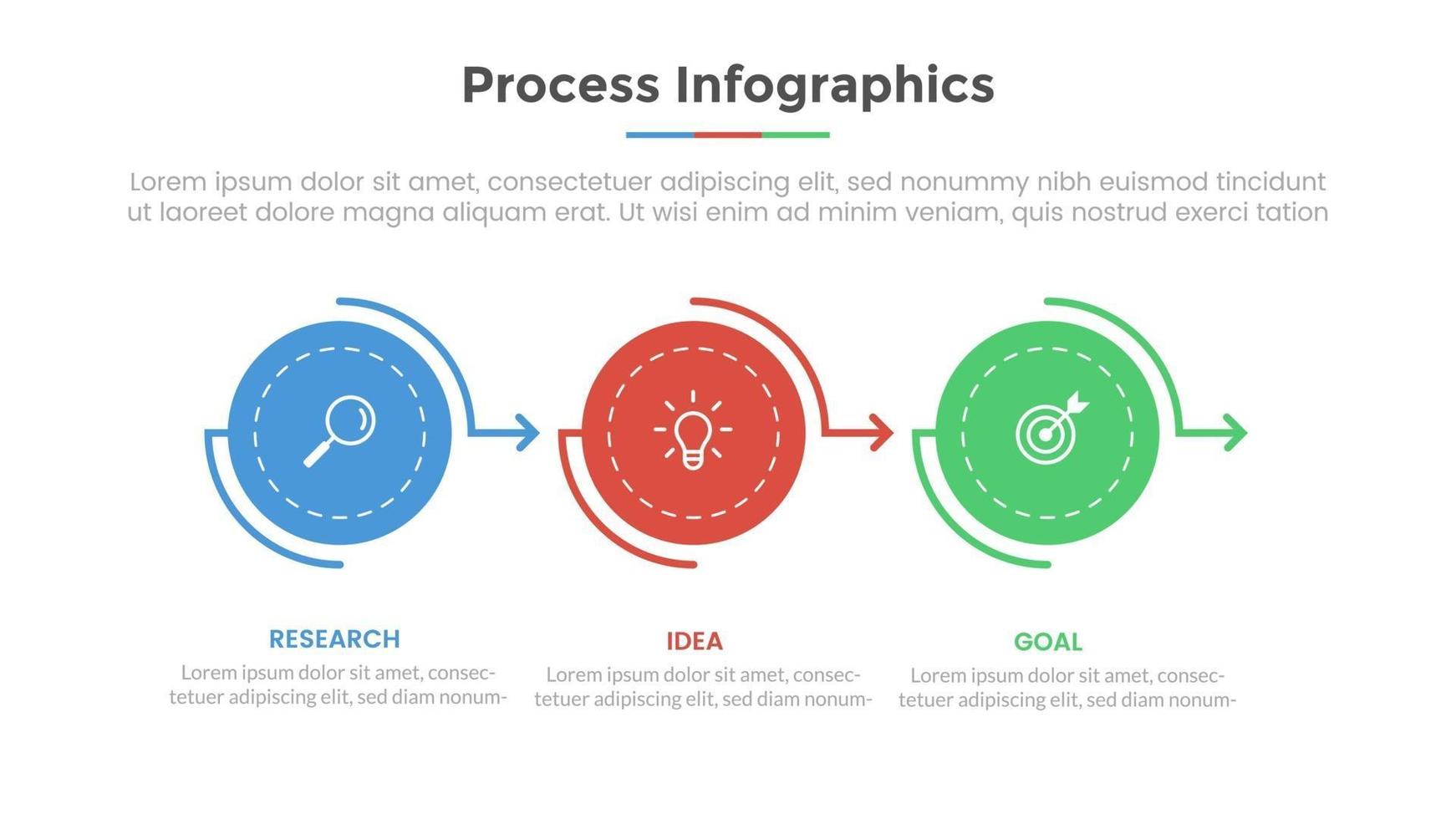 process infographic with 3 list point and modern flat style template vector